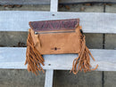 Top Notch Accessories 3052BR Brown Cowhide Small Crossbody with Fringe