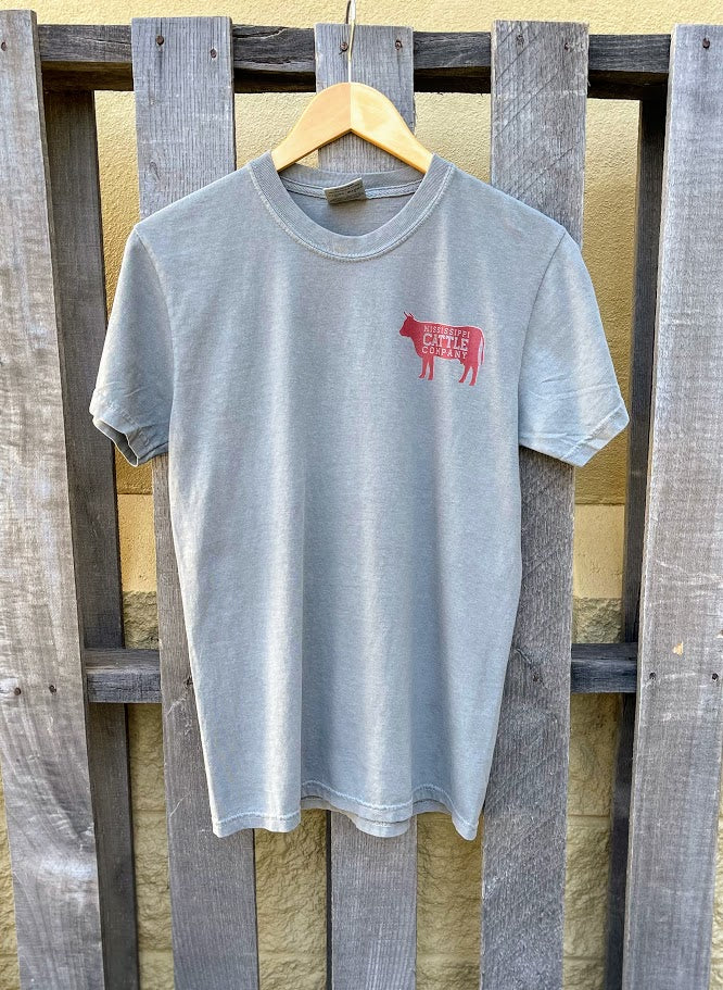 Mississippi Cattle Company MSCATTLESS-19 Grey Short Sleeve Comfort Color T-Shirt