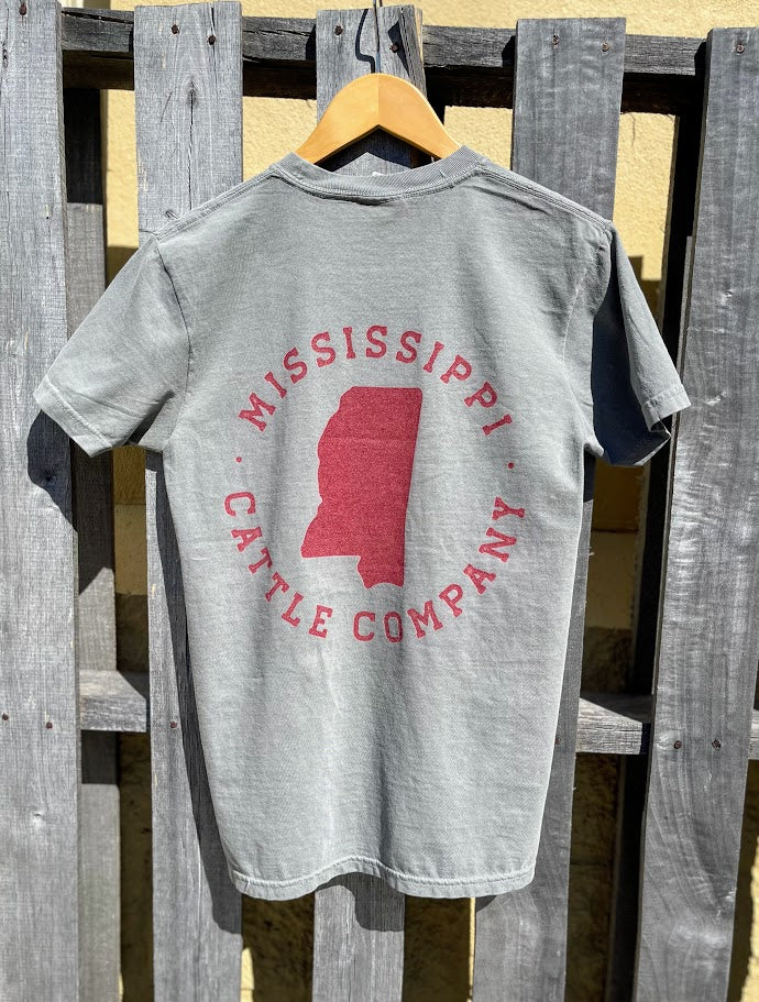 Mississippi Cattle Company MSCATTLESS-19 Grey Short Sleeve Comfort Color T-Shirt