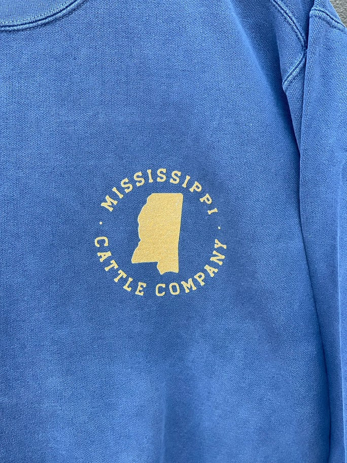Mississippi Cattle Company Denim Comfort Colors Crew Neck Sweatshirt *Closeout*