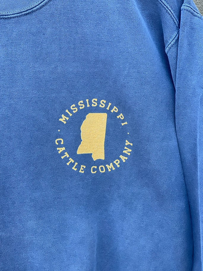 Mississippi Cattle Company Denim Comfort Colors Crew Neck Sweatshirt