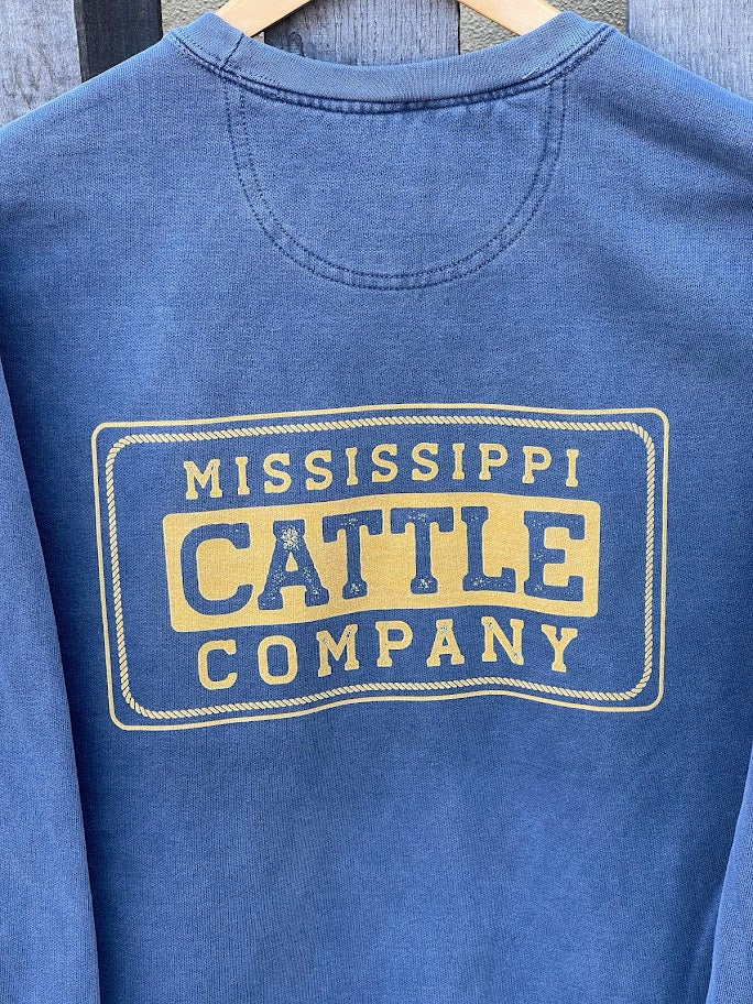 Mississippi Cattle Company Denim Comfort Colors Crew Neck Sweatshirt *Closeout*