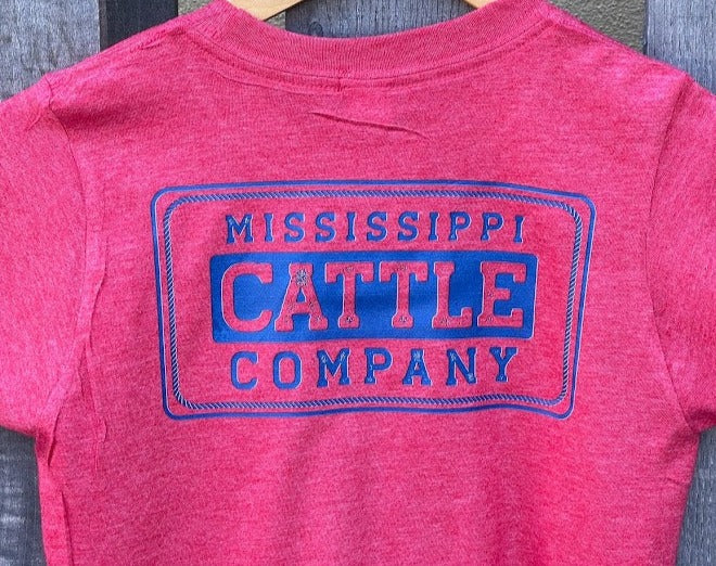 Youth YTHMSCATTLESS-6 Mississippi Cattle Company Heather Red Short Sleeve T-Shirt