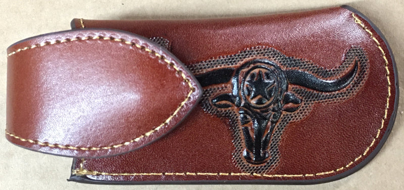 Top Notch Accessories 8012-1BR Brown Longhorn with Star Design Large Knife Sheath with Keep