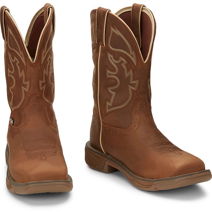 Justin WK4330 Men's 11" Rush Rustic Tan Waterproof Square Toe Boots