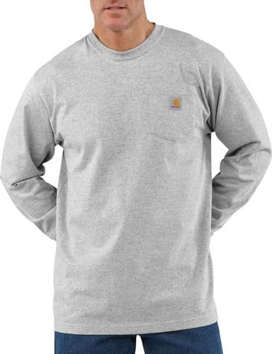 Carhartt K126-HGY Heather Grey Workwear Pocket Long Sleeve T-Shirt