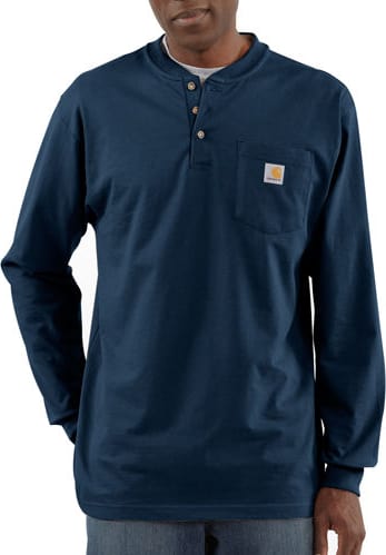 Carhartt K128-NVY Navy Workwear Long Sleeve Henley T-Shirt