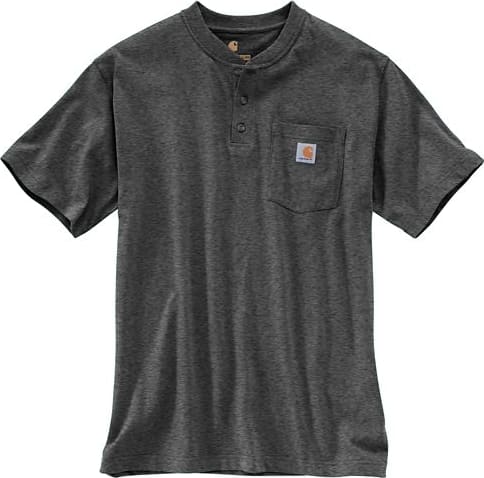 Carhartt K84-026 Carbon Heather Workwear Short Sleeve Henley Pocket T-Shirt