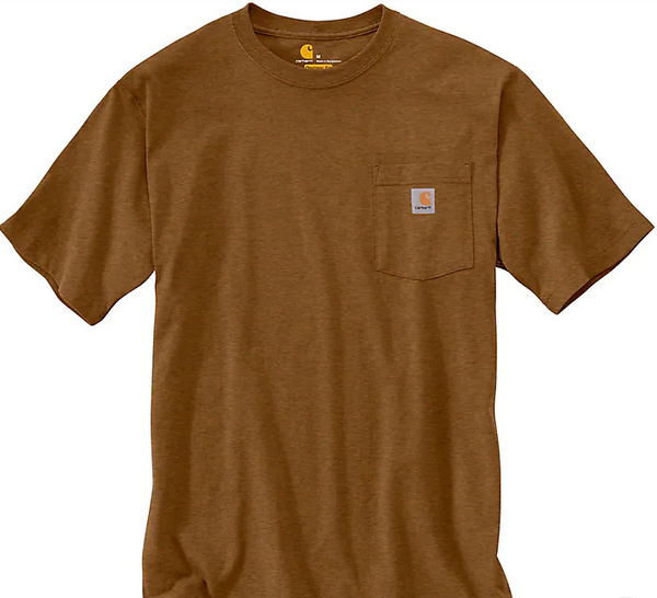 Carhartt K87-B00 Oiled Walnut Heather Workwear Short Sleeve Pocket T-Shirt