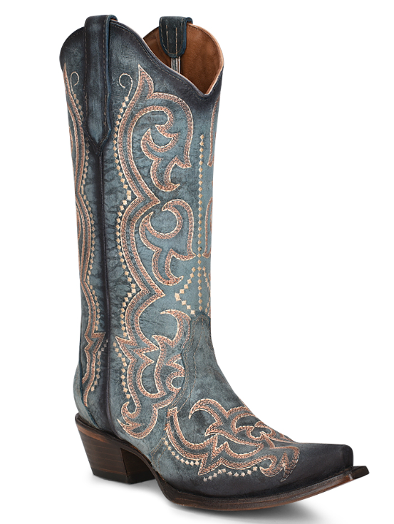 Women's Circle G 13" Blue Jean Embroidery Snip Toe Boot