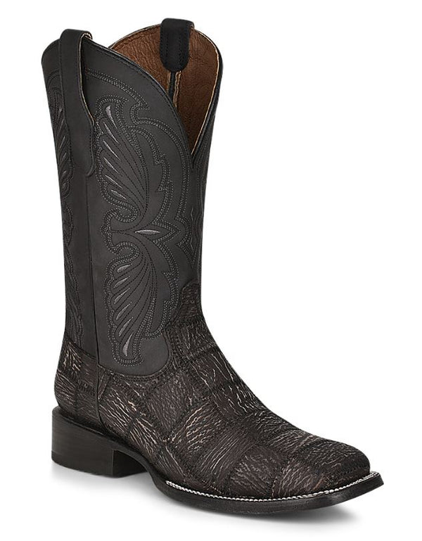 Circle G by Corral Men's L5952 12" Black Shark Patchwork Wide Square Toe Boot