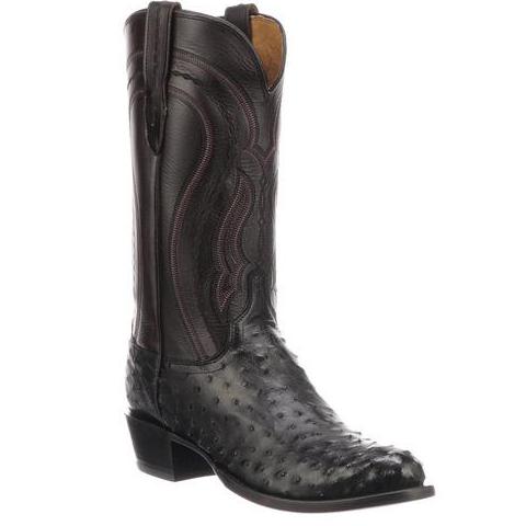 Lucchese M1608R4 13" Montana Black Full Quill Ostrich Boot -R Toe  (Limited Stock) *CLOSEOUT*