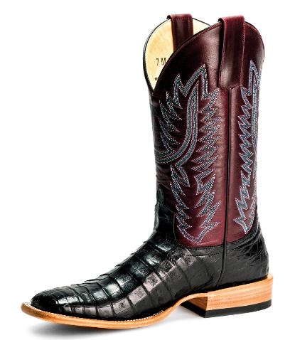 Women's Macie Bean Top Hand M2002 13" Black Caiman with Wine Top Square Toe Boot (SHOP IN-STORE TOO)