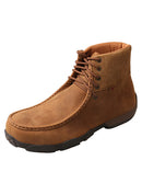 A profile view of a men's brown Twisted X work boot with alloy toe and distressed leather upper.