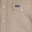 Men's Wrangler Khaki Cowboy Cut® Firm Finish Long Sleeve Western Snap Solid Work Shirt