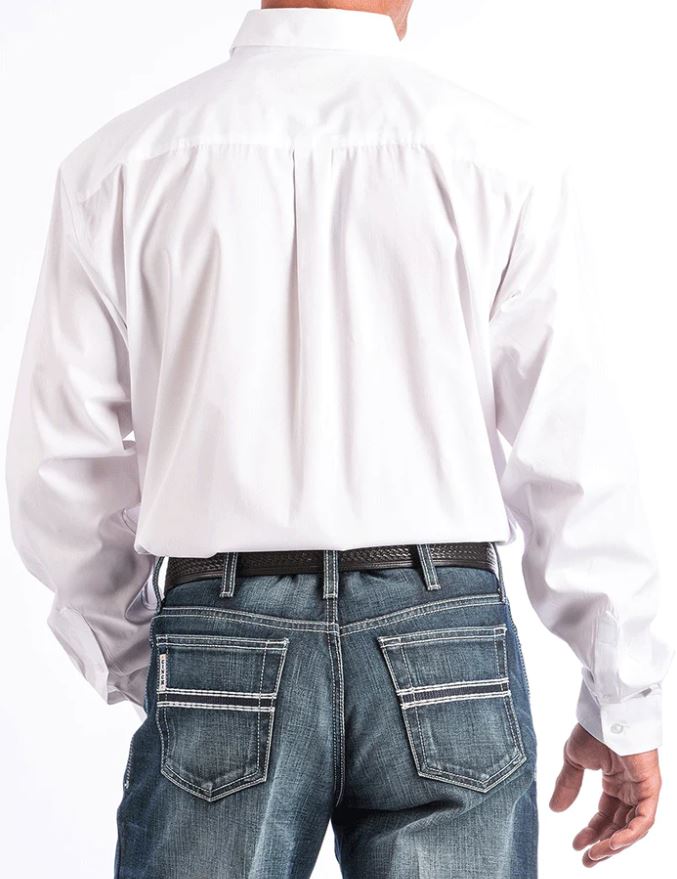 Men's Cinch MT10320020 Solid White Classic Fit Button Down Long Sleeve Shirt