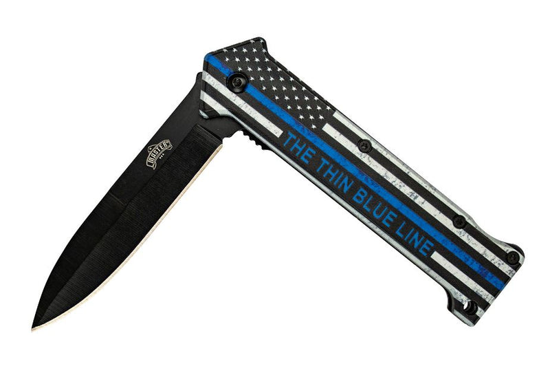 Master USA MU-A121C Thin Blue Line Spring Assisted Knife