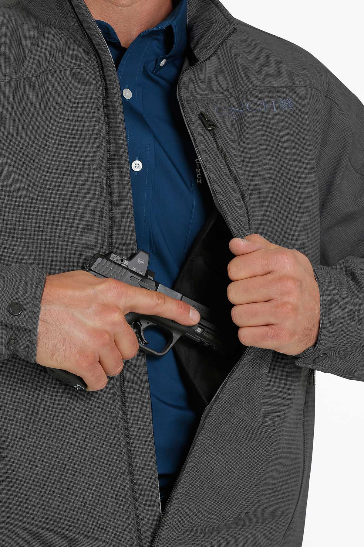Cinch MWJ1539003 Men's Charcoal Conceal Carry Textured Bonded Jacket