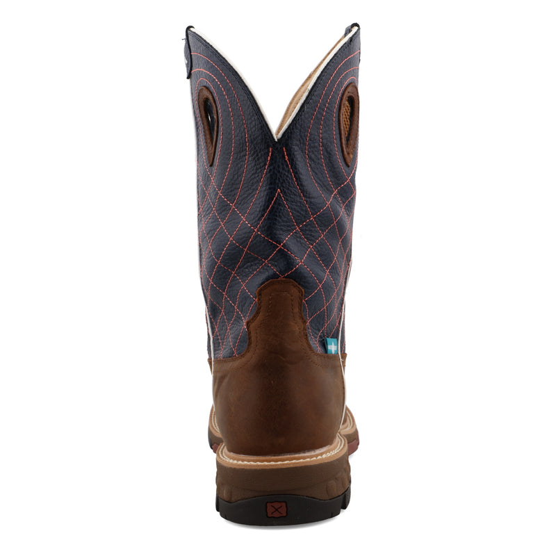 Twisted X MXBW001 Men's 12″ Mocha/Navy Waterproof Western with CellStretch® Work Boot