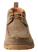 A front view of a brown Twisted X men's chukka driving moc with lace-up closure and a low heel design.