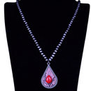 Animal Print Tear Drop Necklace w/Stone & Navajo Beads NKZ190825-02