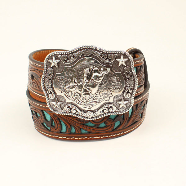 Boys Nocona N4439033 Tan/Turquoise Inlay Leather Belt