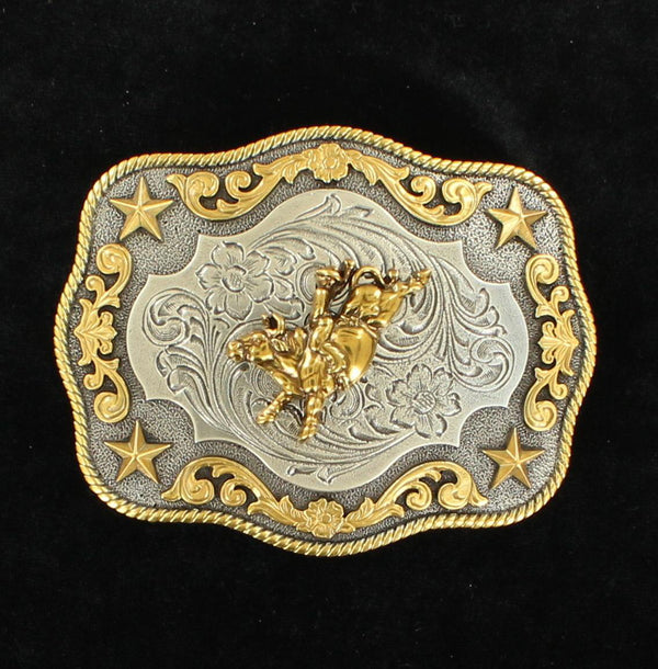 NOCONA 3798702 Antique Silver\Antique Gold Bull Rider Belt Buckle