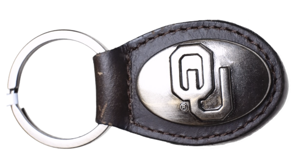 Zep-Pro KL6-BRW-OU Oklahoma University Small (Crazy Horse) Oval Concho Key Chain