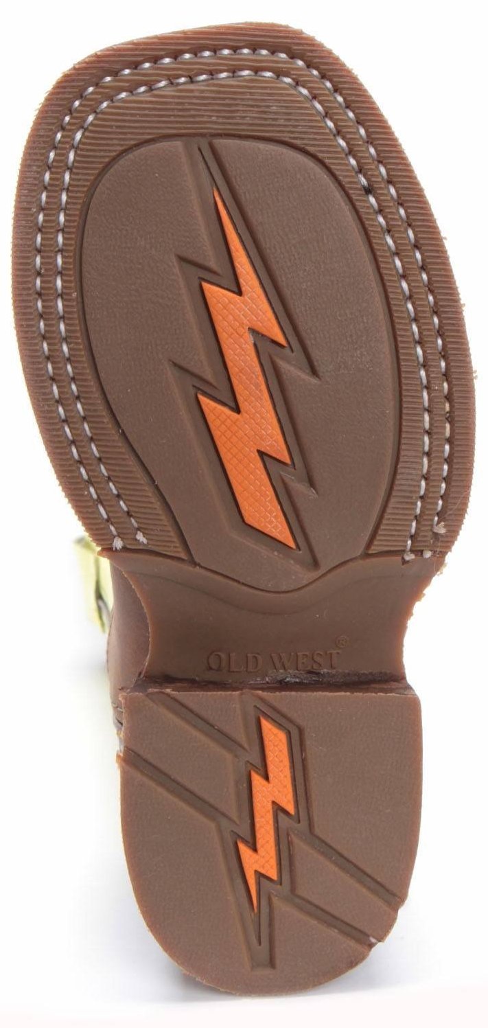 Children's Old West BSC1832 Brown Caiman Print Wide Square Toe