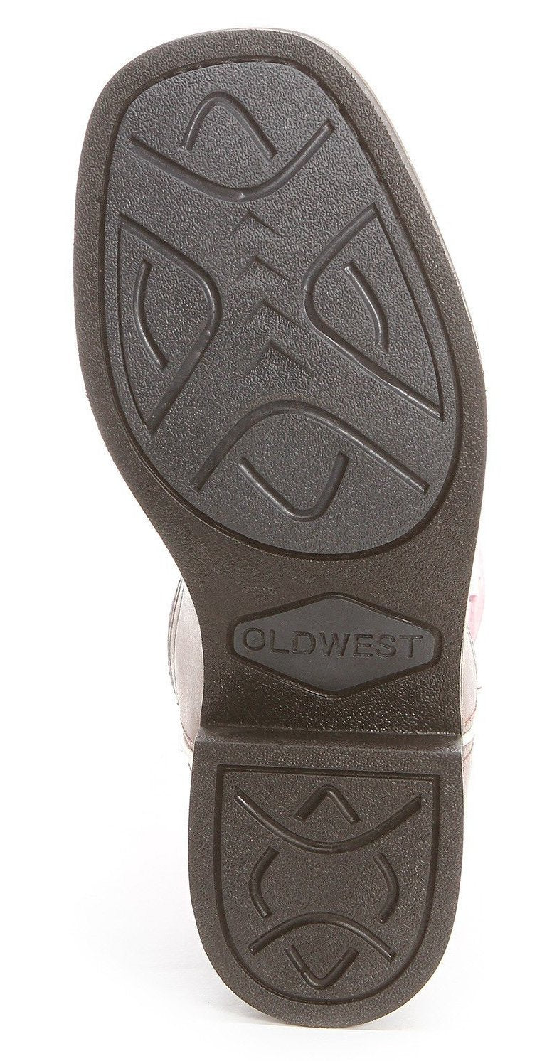 Children's Old West Tan w/Pink Top Wide Square Toe Boot