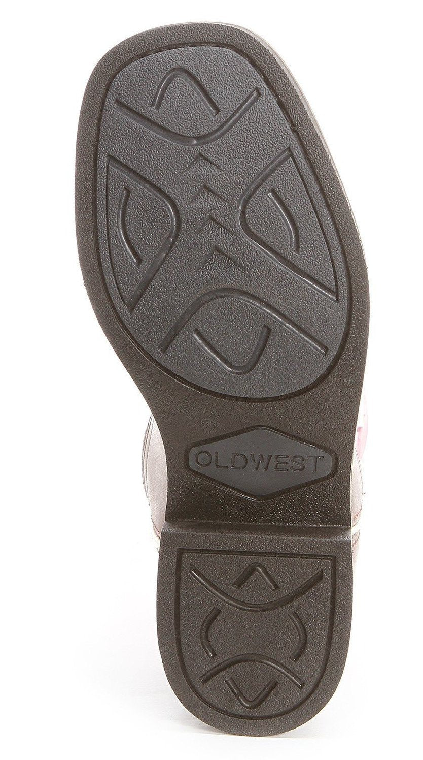 Infant Old West BSI1889 Chocolate w/Burgundy Top Wide Square Toe Boot