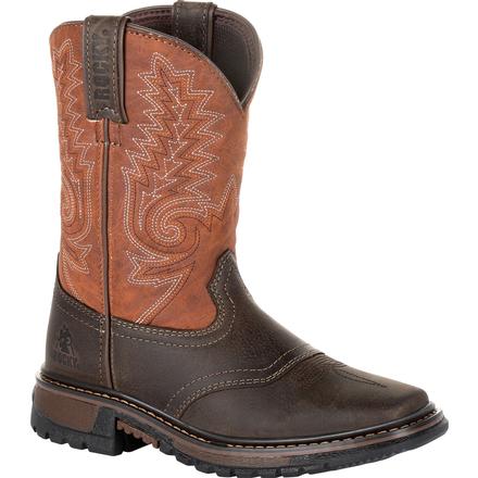 Youth Rocky RKW0257Y Ride FLX Western Boot Wide Square Toe Boot (SHOP IN-STORES TOO)