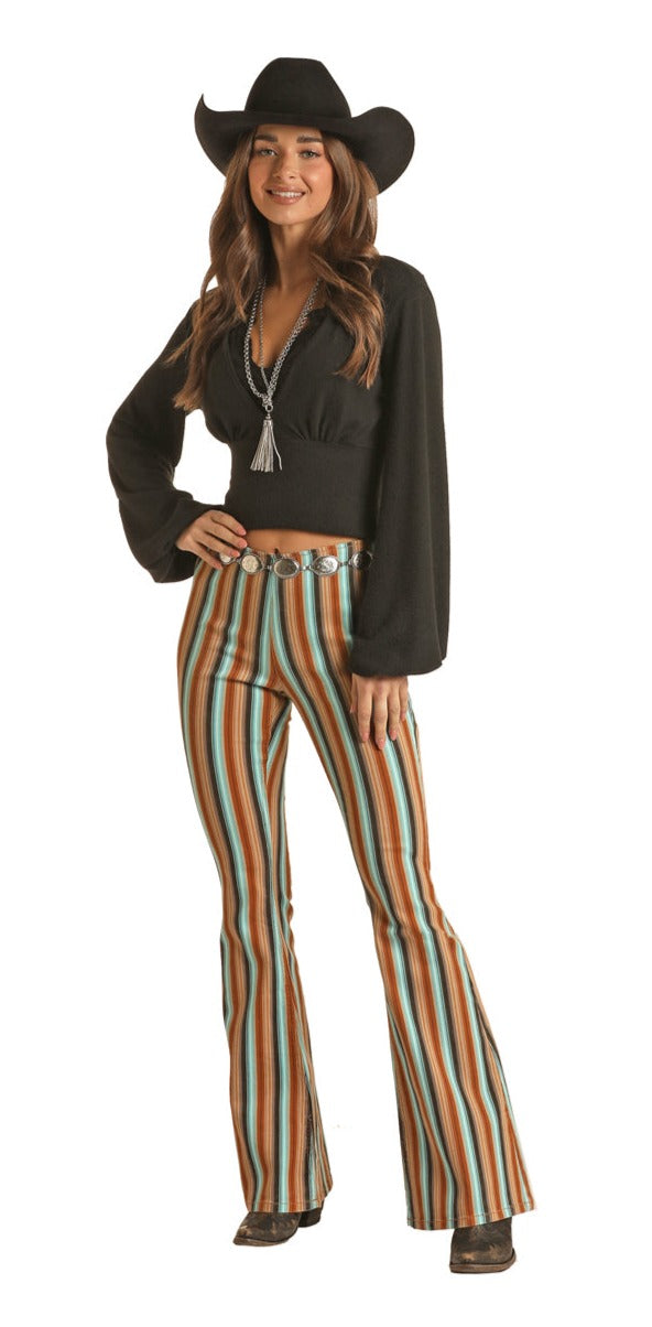 Women's Panhandle Rock & Roll RRWD6PRZQX Bargain Bell Striped Pull-on Flare Jean (SHOP IN-STORE TOO)