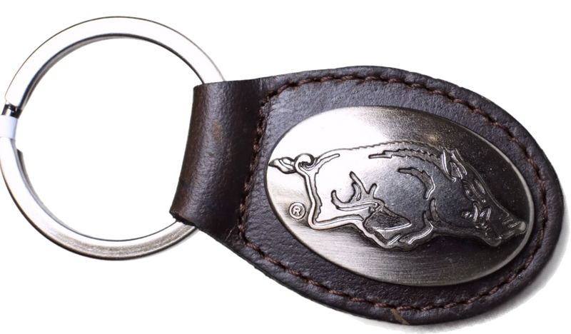 Zep-Pro KL6-BRW-ARKANSAS RAZORBACKAS Small (Crazy Horse) Oval Concho Key Chain