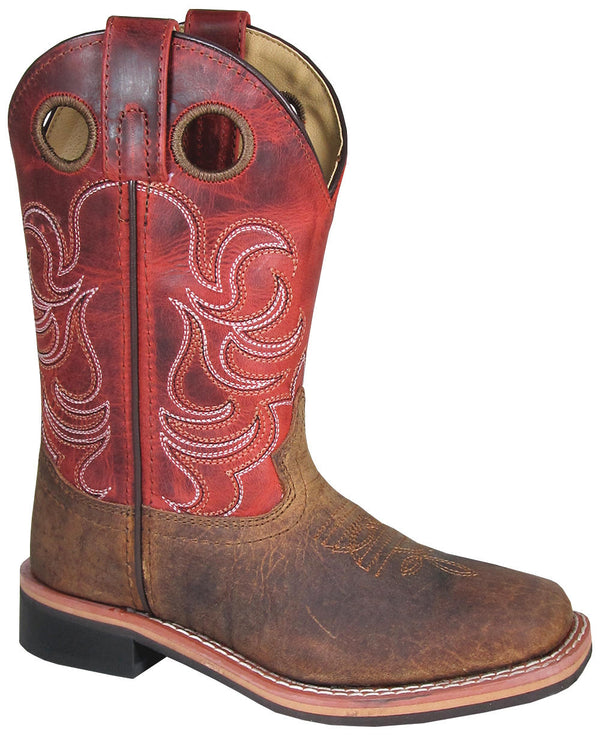 Children's Smoky Mountain 3919C Jesse Distressed Brown/Burnt Apple Top Square Toe Boot (SHOP IN-STORES TOO)