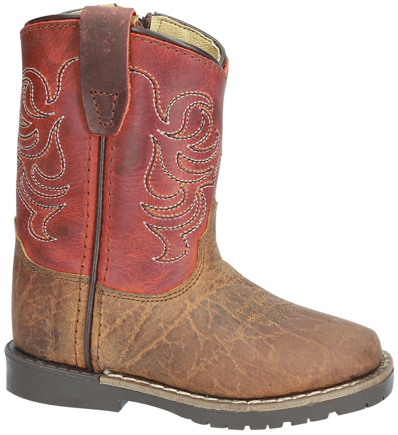 Toddler Smoky Mountain 3919T Brown/Burnt Apple with zipper Square Toe Boot
