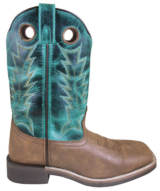 Women's Smoky Mountain 6223 10" Tracie Tan with Turquoise Top Wide Square Toe Boot
