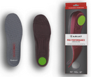 Packaging and insole view of Ariat Men's Pro Performance Insole Round Toe, showcasing the insole itself with red and gray colors and green accents, along with the product's packaging.