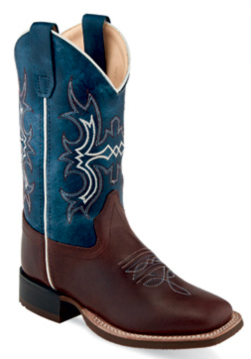 Children's Old West BSC1914 Chocolate w/Blue Upper Square Toe Boot