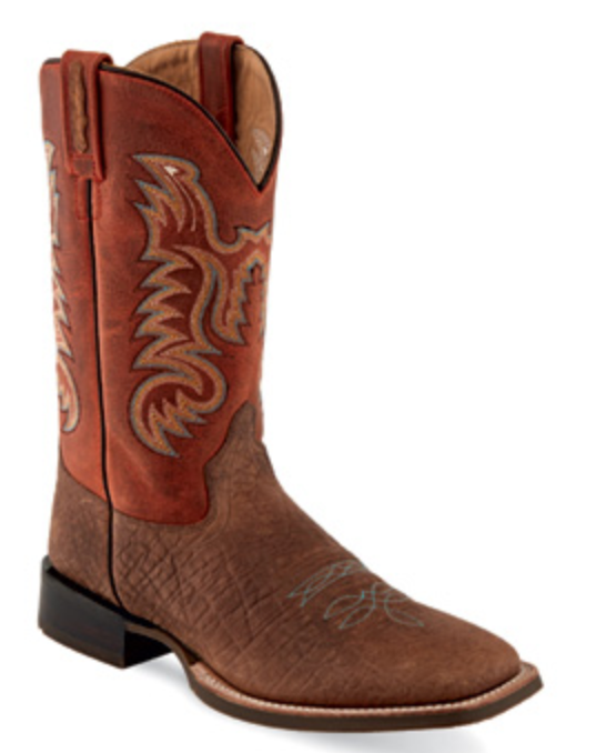 Old West BSM1838 Men's Brown w/Red Upper Wide Square Toe Boot