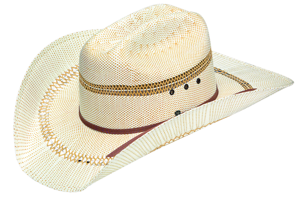 A Ariat Bangora straw hat with a 2-cord golden brown band and a dry tech sweatband.