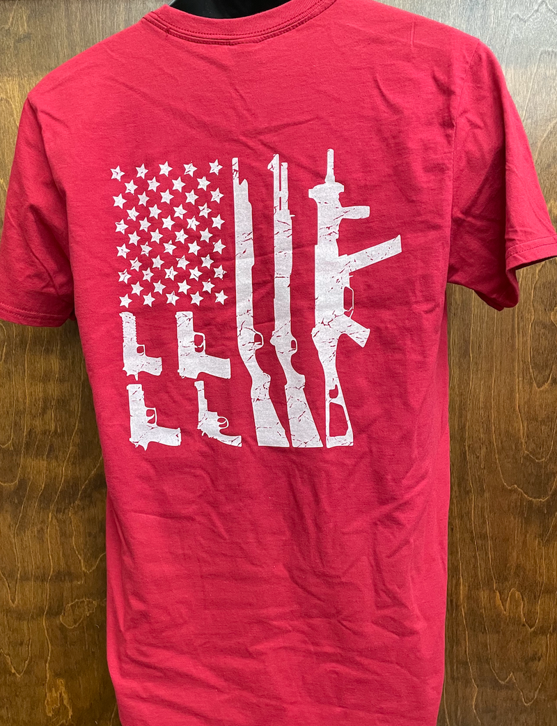 Gun Life "GUN FLAG" Cardinal Gildan Soft Short Sleeve T-Shirt  *CLOSEOUT*