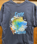 Hunt Life "GONE FISHING" Navy Gildan Soft Short Sleeve T-Shirts *Closeout