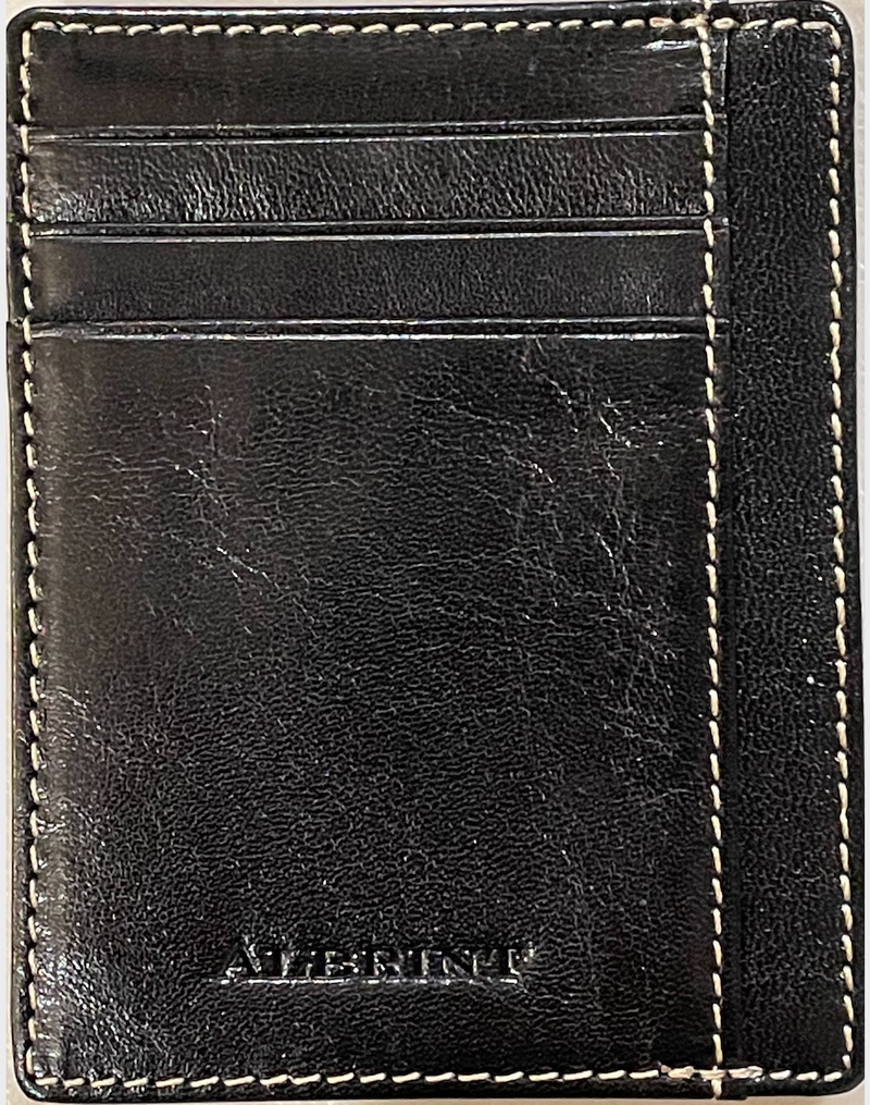 Albrint PF01 Black Full Grain Leather Front Pocket Wallet