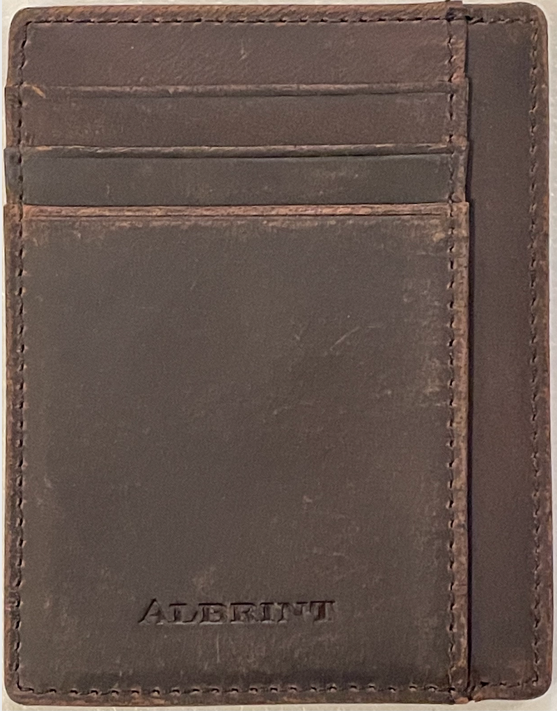 Albrint PF02 Dark Brown Crazy Horse Leather Front Pocket Wallet