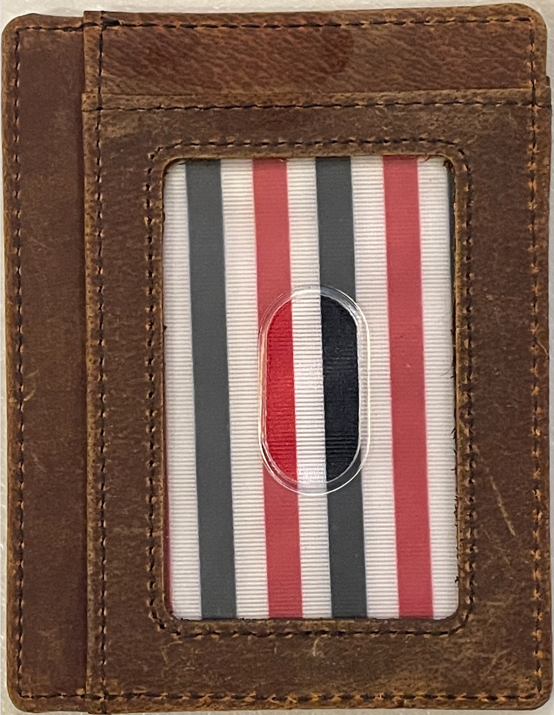 Albrint PF03 Distressed Brown Crazy Horse Leather Front Pocket Wallet