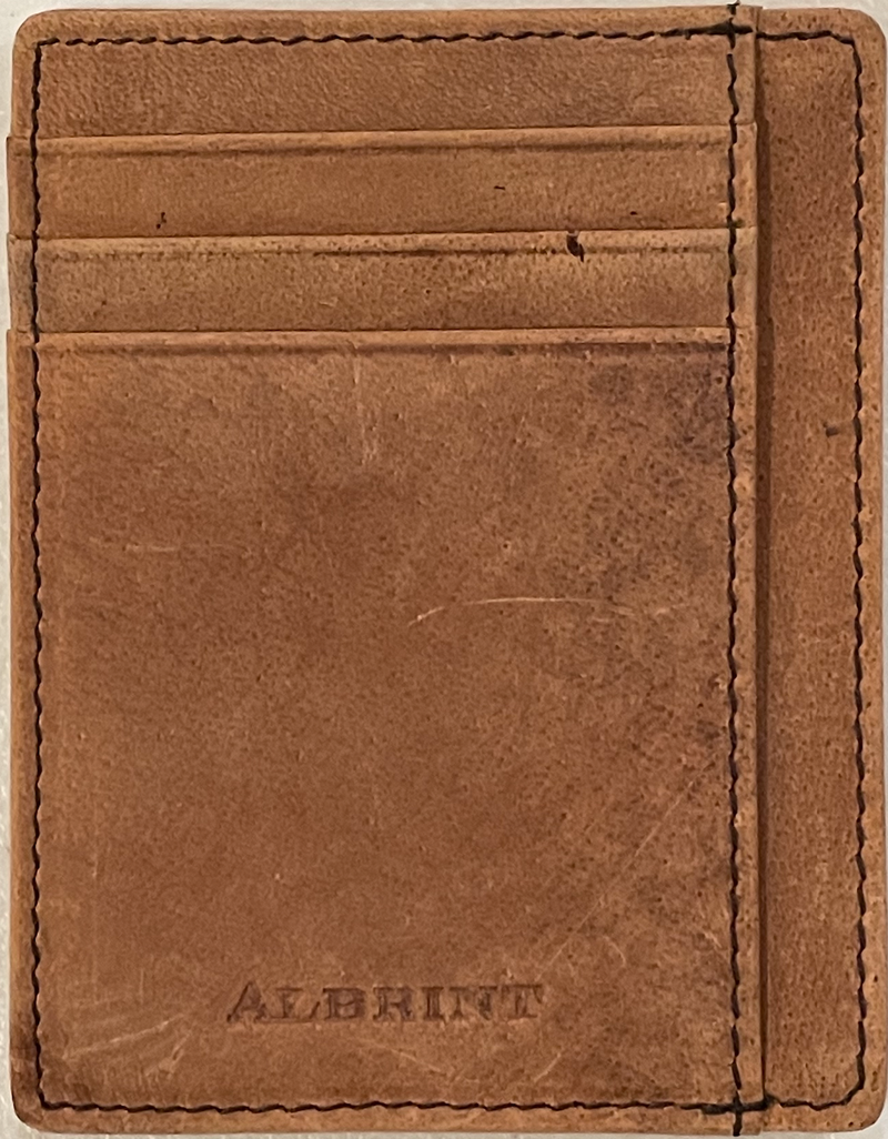 Albrint PF05 Light Brown Crazy Horse Leather Front Pocket Wallet