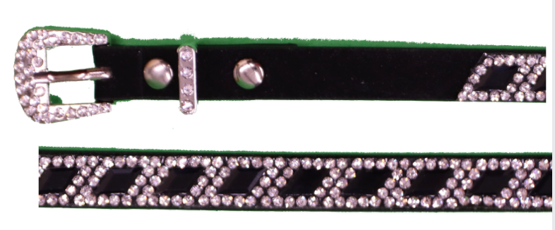 Top Notch Accessories HBDIAMBLACKCRYSTAL Black Hat Band w/Diamond Shaped Crystals