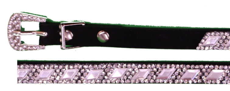 Top Notch Accessories HBDIAMCLEARCRYSTAL Black Hat Band w/Diamond Shaped Crystals
