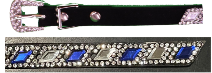Top Notch Accessories HBDIAMBLUE/CLEARCRYSTAL Black Hat Band w/Diamond Shaped Crystals